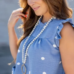 Polka Dot Cinched Trim Tank -Women's Clothing Store untitled 2 28