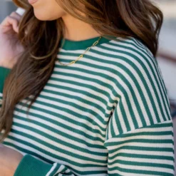 Striped Solid Trim Thermal Tee -Women's Clothing Store untitled 2 2 89acf350 6b80 4ab6 9bca c7f323805e0e