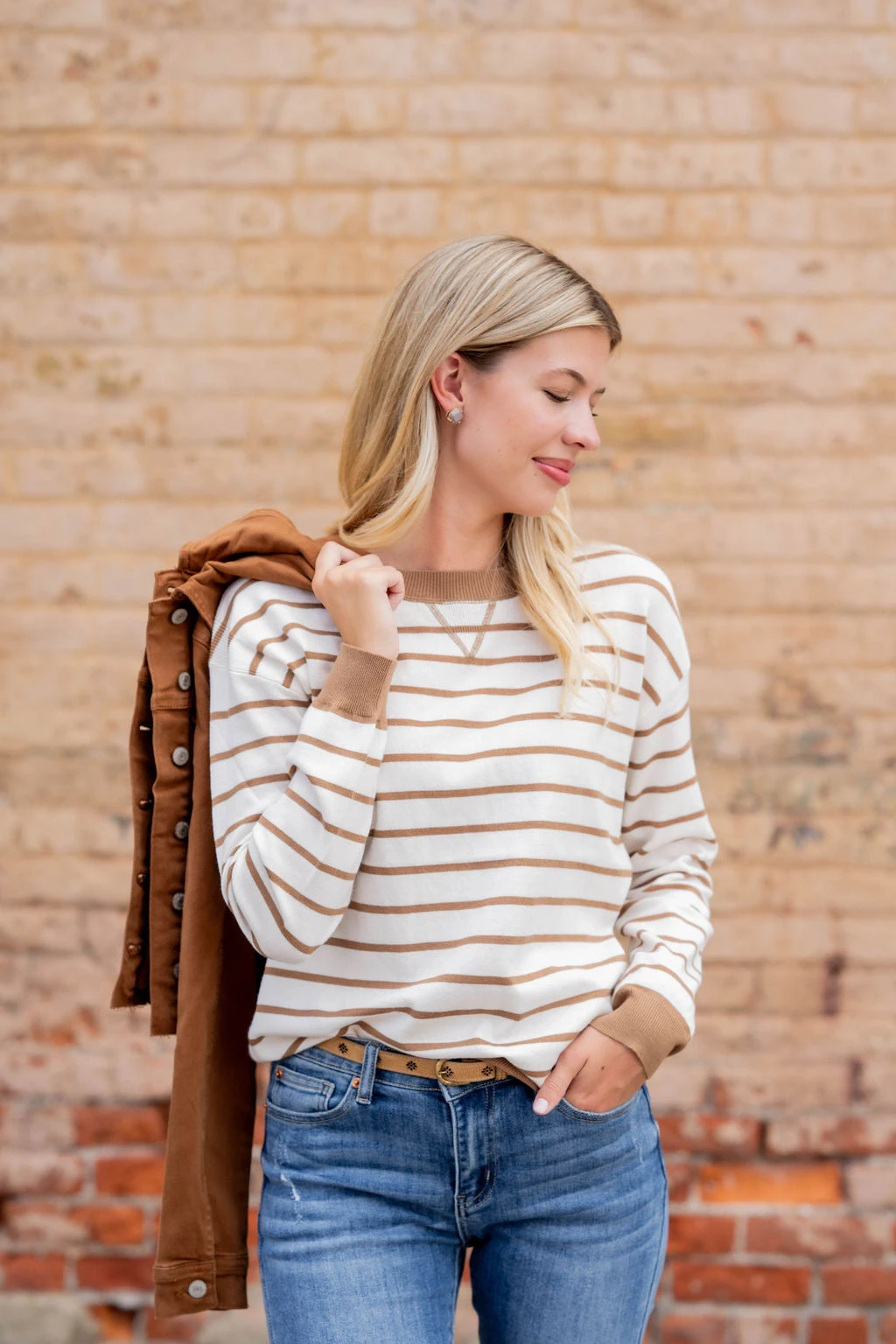 Simple Striped Solid Trim Sweater 2 Simple Striped Solid Trim Sweater - Image 2