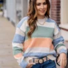 Stitched Accented Color Blocked Sweater