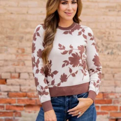 Blossoms Solid Trim Sweater