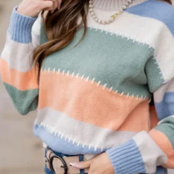 Stitched Accented Color Blocked Sweater -Women's Clothing Store untitled 2 34 08d78bb2 2410 4498 9082 697eec11b7e9