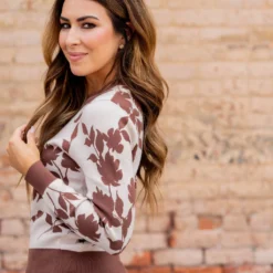 Blossoms Solid Trim Sweater -Women's Clothing Store untitled 2 353