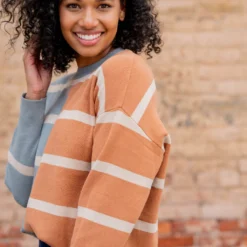 Two Tone Striped Sweater -Women's Clothing Store untitled 2 361