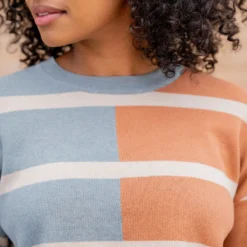 Two Tone Striped Sweater -Women's Clothing Store untitled 2 374