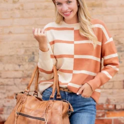 Two Tone Striped Sweater -Women's Clothing Store untitled 2 379