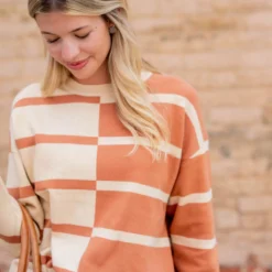 Two Tone Striped Sweater -Women's Clothing Store untitled 2 398