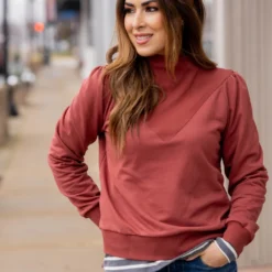 V Accented Mock Neck Sweatshirt -Women's Clothing Store untitled 2 41 037e37ec 3a38 4490 aa34 336fb24a6b51