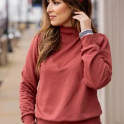 V Accented Mock Neck Sweatshirt -Women's Clothing Store untitled 2 44 a3c24d27 92d7 4d16 bb4a cc064d0c21c2