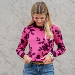 Blossoms Solid Trim Sweater -Women's Clothing Store untitled 2 461