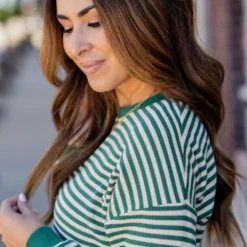 Striped Solid Trim Thermal Tee -Women's Clothing Store untitled 2 4 a210c725 a08b 4707 a1f5 2baa01b08760