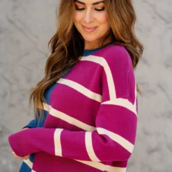 Two Tone Striped Sweater -Women's Clothing Store untitled 2 509