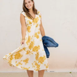 Blossoms Flutter Trim Midi Dress -Women's Clothing Store untitled 2 52