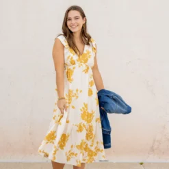 Blossoms Flutter Trim Midi Dress -Women's Clothing Store untitled 2 53 61b21cd0 1463 4e33 93d2 8fef17cde21e