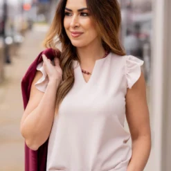 Flutter Trim V Blouse