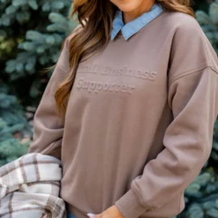 Small Business Supporter Embossed Crewneck -Women's Clothing Store untitled 2 621
