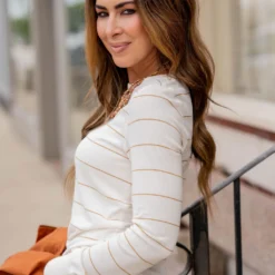 Lightly Ribbed Thin Striped Tee -Women's Clothing Store untitled 2 73 fd063b45 fcb5 4b84 bdf7 cceb643fdce6