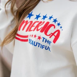 America The Beautiful Ribbed Graphic Crewneck -Women's Clothing Store untitled 2 77