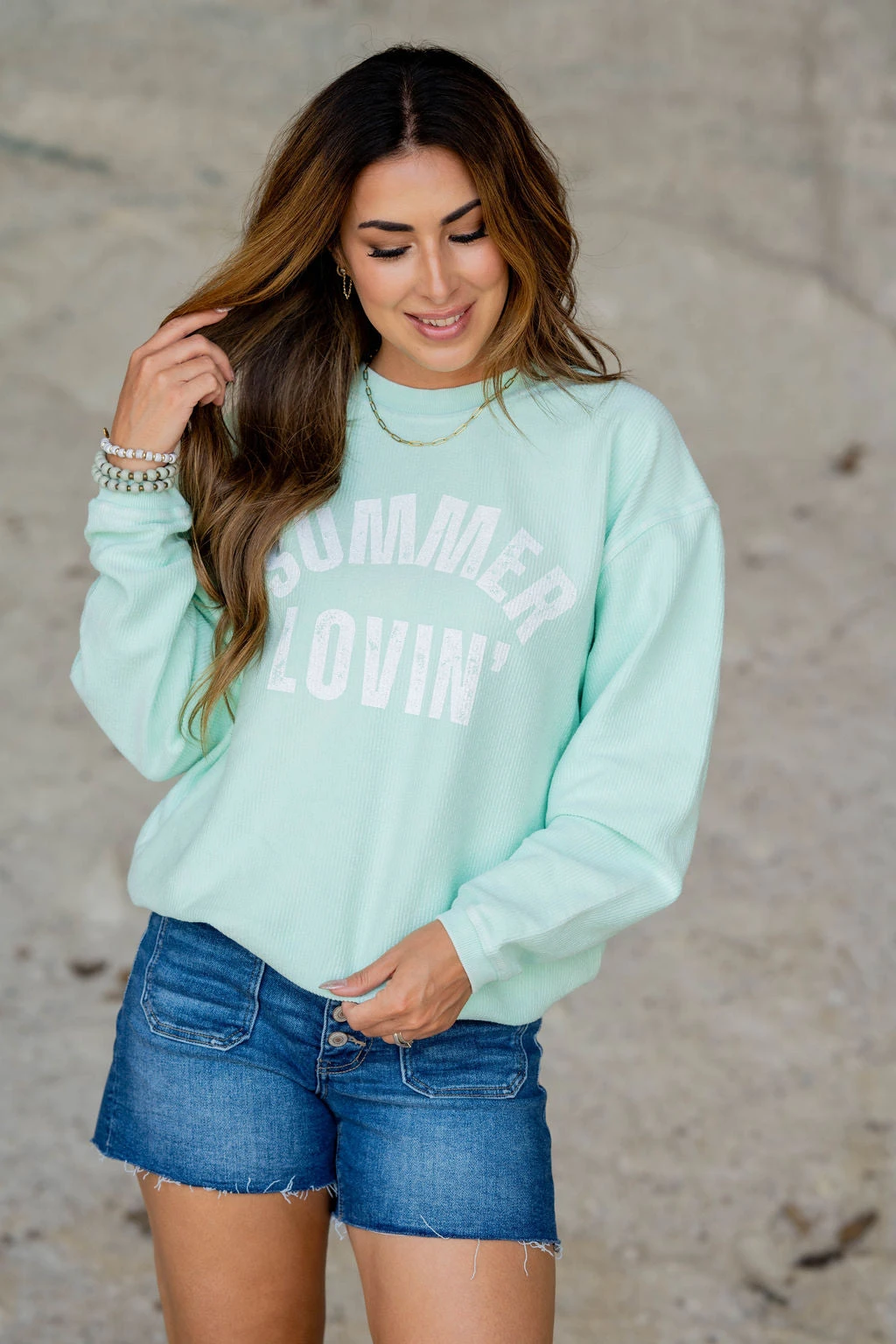 Summer Lovin' Ribbed Graphic Crewneck 1 Summer Lovin' Ribbed Graphic Crewneck