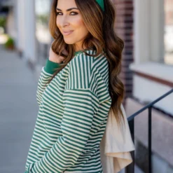 Striped Solid Trim Thermal Tee -Women's Clothing Store untitled 2 7 fb397b07 db85 4d49 b02f f9242c0696e8