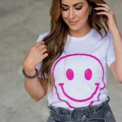 Smiley Face Graphic Tee -Women's Clothing Store untitled 2 93