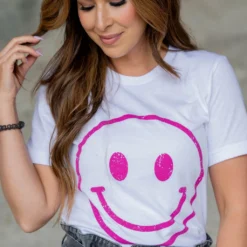 Smiley Face Graphic Tee -Women's Clothing Store untitled 2 94