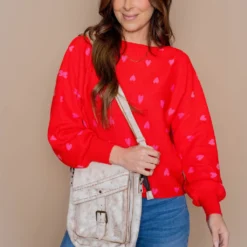 Hearts Balloon Sleeve Sweater -Women's Clothing Store untitled 2008