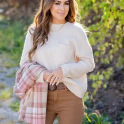 Pocket Accented Knit Sweater