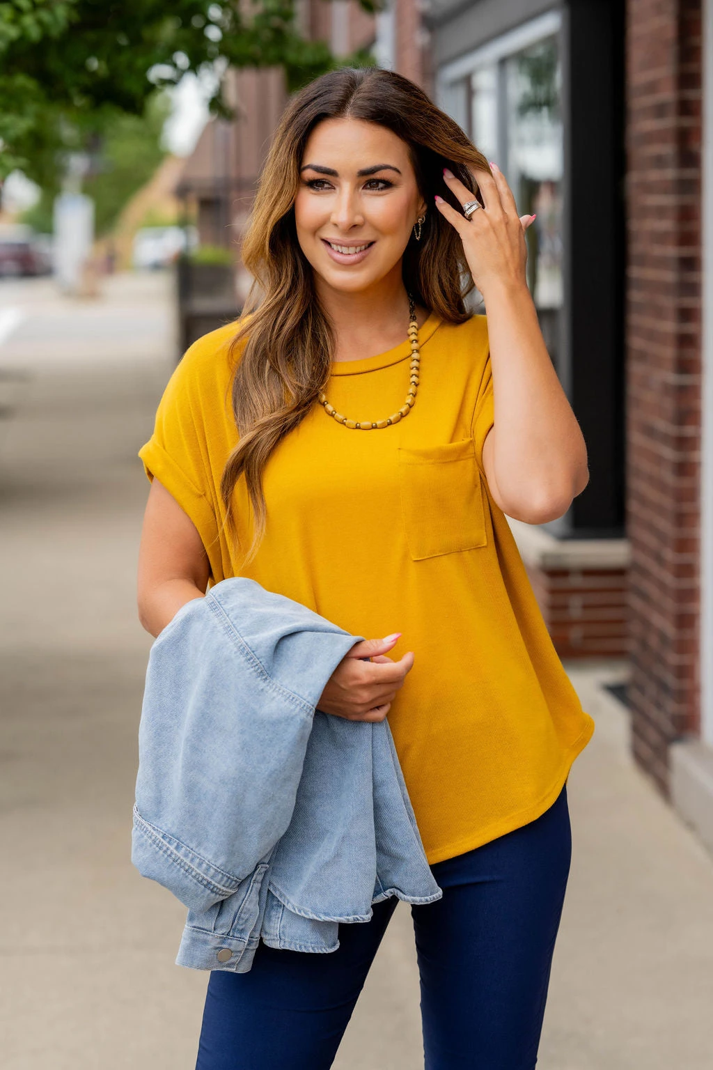 Pocket Accented Cuffed Sleeve Tee 5 Pocket Accented Cuffed Sleeve Tee - Image 5