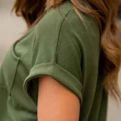 Pocket Accented Cuffed Sleeve Tee 29 Pocket Accented Cuffed Sleeve Tee -Women's Clothing Store untitled 2094