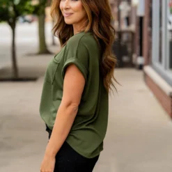 Pocket Accented Cuffed Sleeve Tee 31 Pocket Accented Cuffed Sleeve Tee -Women's Clothing Store untitled 2099