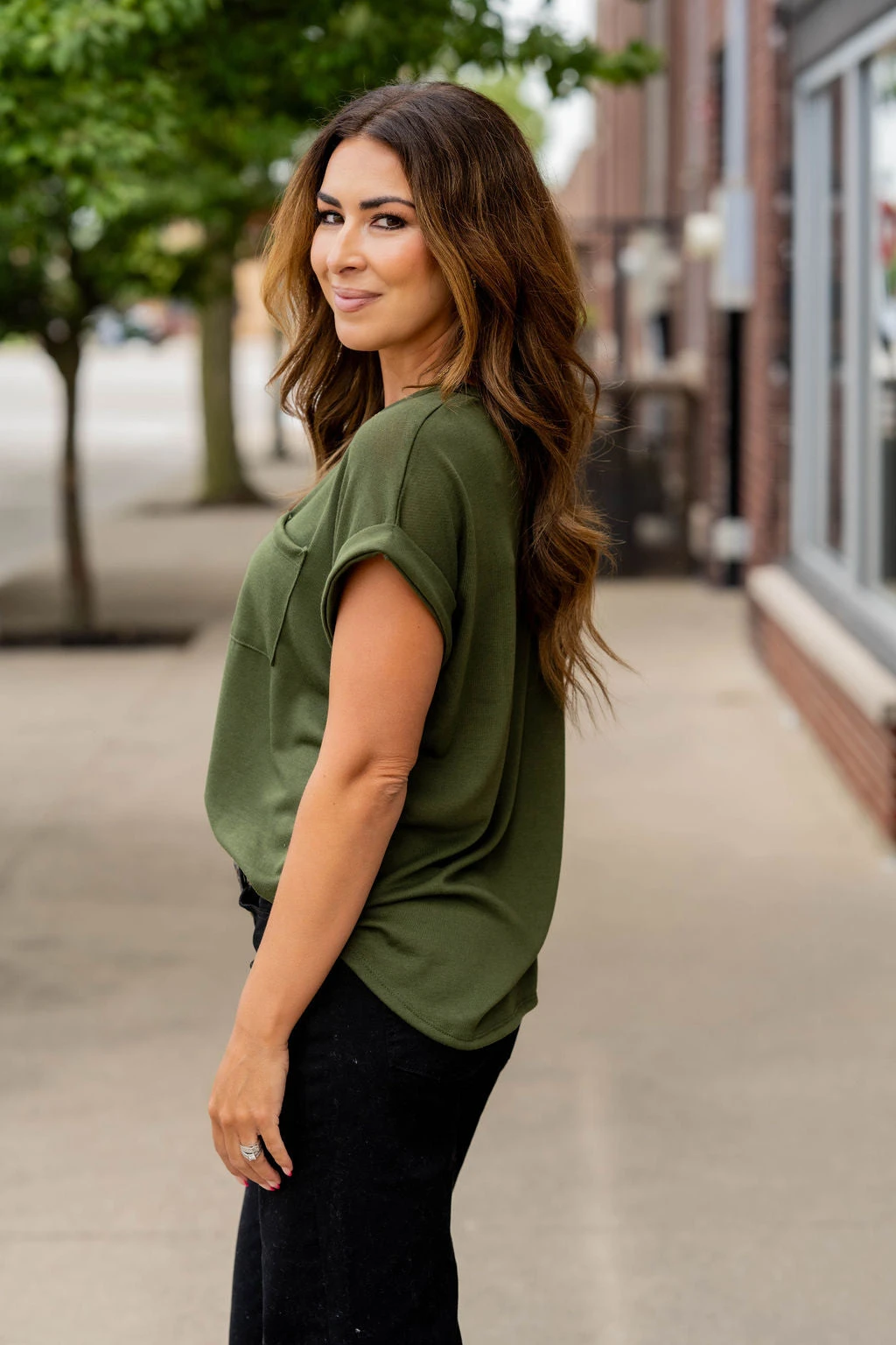 Pocket Accented Cuffed Sleeve Tee 15 Pocket Accented Cuffed Sleeve Tee - Image 15