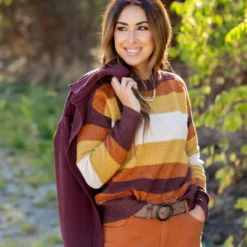 Harvest Striped Sweater -Women's Clothing Store untitled 2102