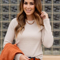 Subtle Textured Long Sleeve Tee -Women's Clothing Store untitled 2107 f6238599 5070 4993 9e74 57d7ef002749