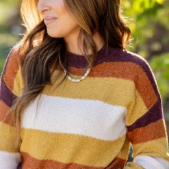 Harvest Striped Sweater -Women's Clothing Store untitled 2120