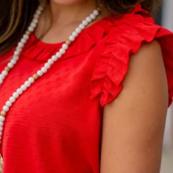 Stitched Dots Ruffle Trim Tank -Women's Clothing Store untitled 2155 58cb6843 6534 4f0d 998b 6cd11cb3ace2