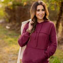 Woven Textured Mid Seam Hoodie -Women's Clothing Store untitled 2183 a8a2ba53 b7d7 4028 b43c 610326a52d0d