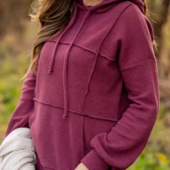 Woven Textured Mid Seam Hoodie -Women's Clothing Store untitled 2201 e7ffed97 304a 418c 8706 7abb2915d4be