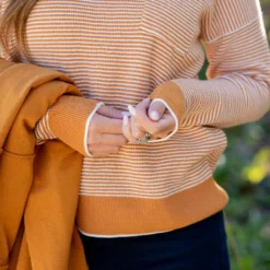 Textured Stripes Pocket Sweater -Women's Clothing Store untitled 2213