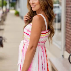 Watercolor Stripes Tiered Maxi Dress -Women's Clothing Store untitled 2268