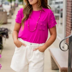 Textured Dot Accented Pocket Tee