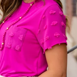 Textured Dot Accented Pocket Tee -Women's Clothing Store untitled 2309 e510d92b dadc 4e07 8fa6 3fdba3c02147
