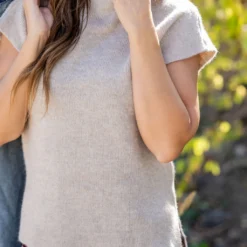 Heathered Mock Neck Short Sleeve Sweater -Women's Clothing Store untitled 2312 b437aa68 8d00 4e72 896c 543e4cc37b31