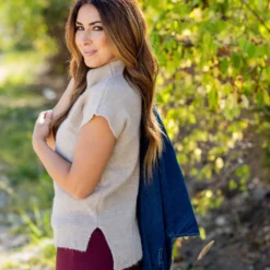 Heathered Mock Neck Short Sleeve Sweater -Women's Clothing Store untitled 2320 7a5dd480 1f25 48df 93ed 84fe89c8d129