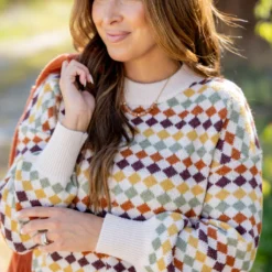 Diamond Stripes Sweater -Women's Clothing Store untitled 2353