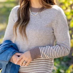 Various Textured Stripes Sweater -Women's Clothing Store untitled 2414 51837777 44a1 4f6b bd00 932a44ca0176