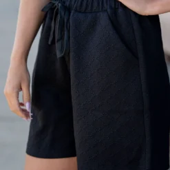 Subtle Argyle Drawstring Shorts -Women's Clothing Store untitled 2418