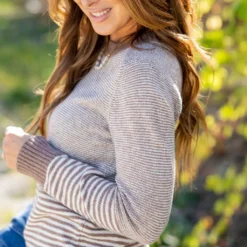 Various Textured Stripes Sweater -Women's Clothing Store untitled 2425