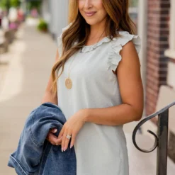 Stitched Dots Ruffle Trim Tank -Women's Clothing Store untitled 2437 35a2fae9 79b8 4c11 b28a 937aed5ddd49