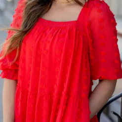 Textured Dot Tiered Half Sleeve Dress -Women's Clothing Store untitled 2437 d989393d e593 4e1f 8a5c 0803bc95f649